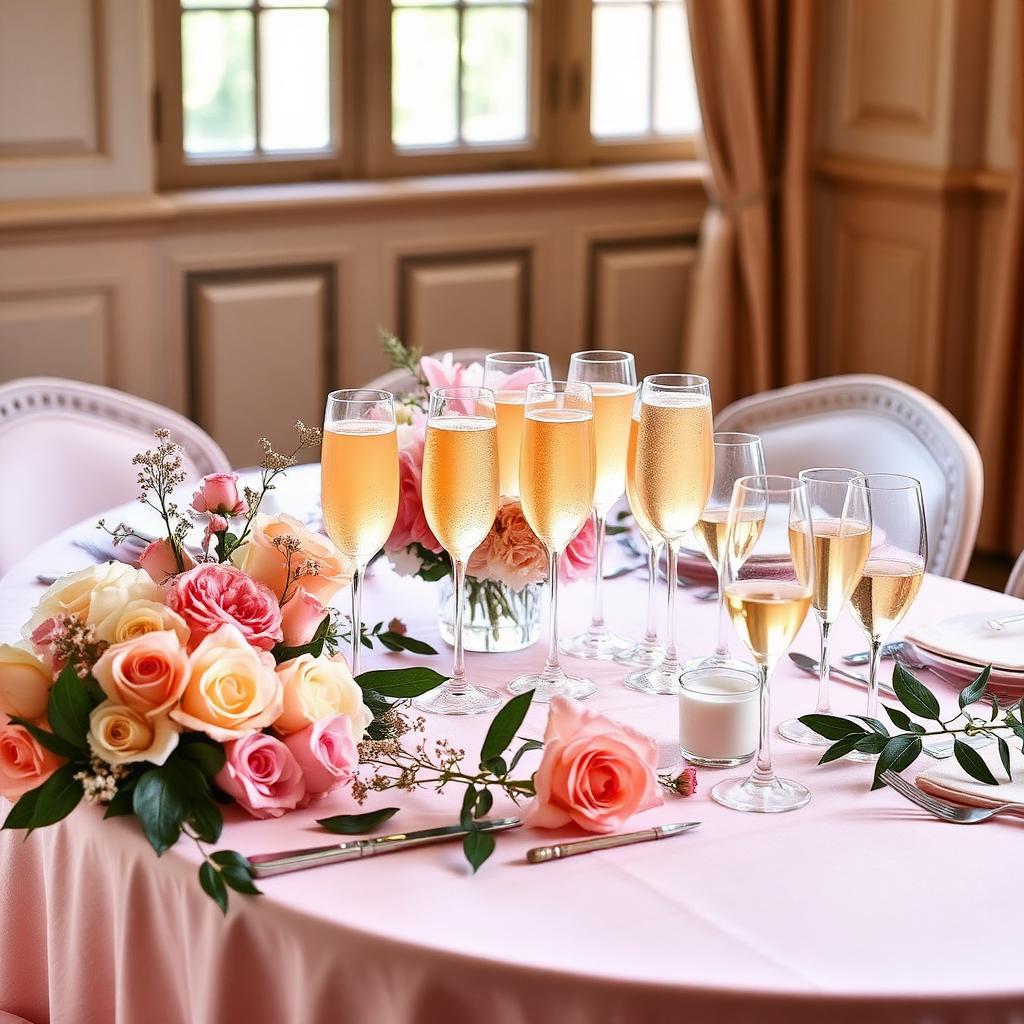 Wedding shower brunch bar with mimosas and Bellinis